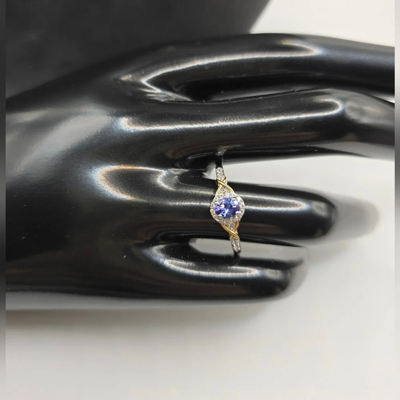 Tanzanite, White Zircon Infinity Halo Ring (Size 7.0), Pendant Necklace 20" 925 - Picture 11 of 14